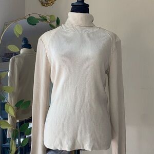 Wool turtleneck Carlisle merino wool silk cashmere leather size large